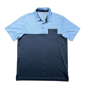 Travis Mathew Men's Large Blue Colorblock Pima Cotton Blend S/S Golf Polo Shirt